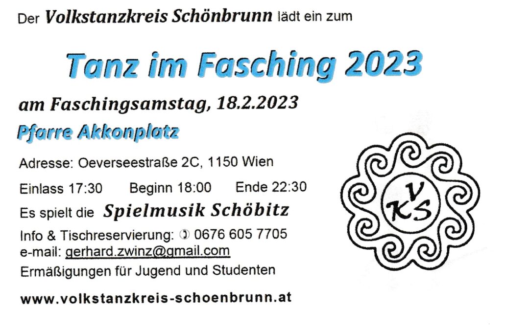 Einladung zum „Tanz im Fasching 2023“