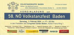 Einladung 48. NÖ Volkstanzfest Baden 2024
